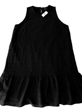 NWT Ann Taylor Black Sleeveless Ruffle Hem, Lined Swing Dress Cotton Sz XXL